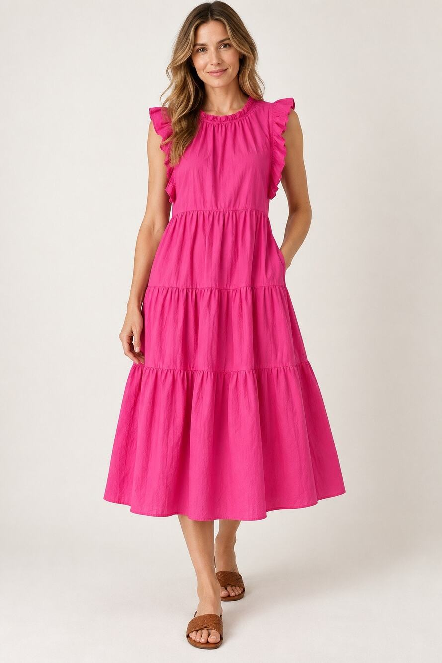 J. Crew Ruffle-Trim Tiered Midi Dress